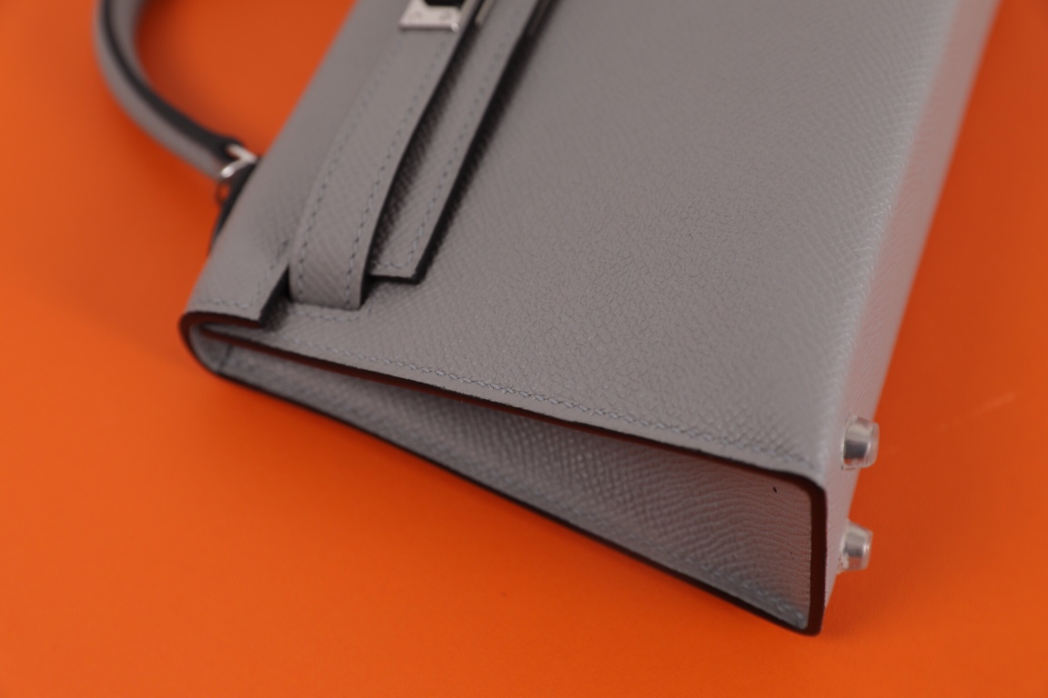 에르메스 미니 켈리백 그레이 은장 앱송